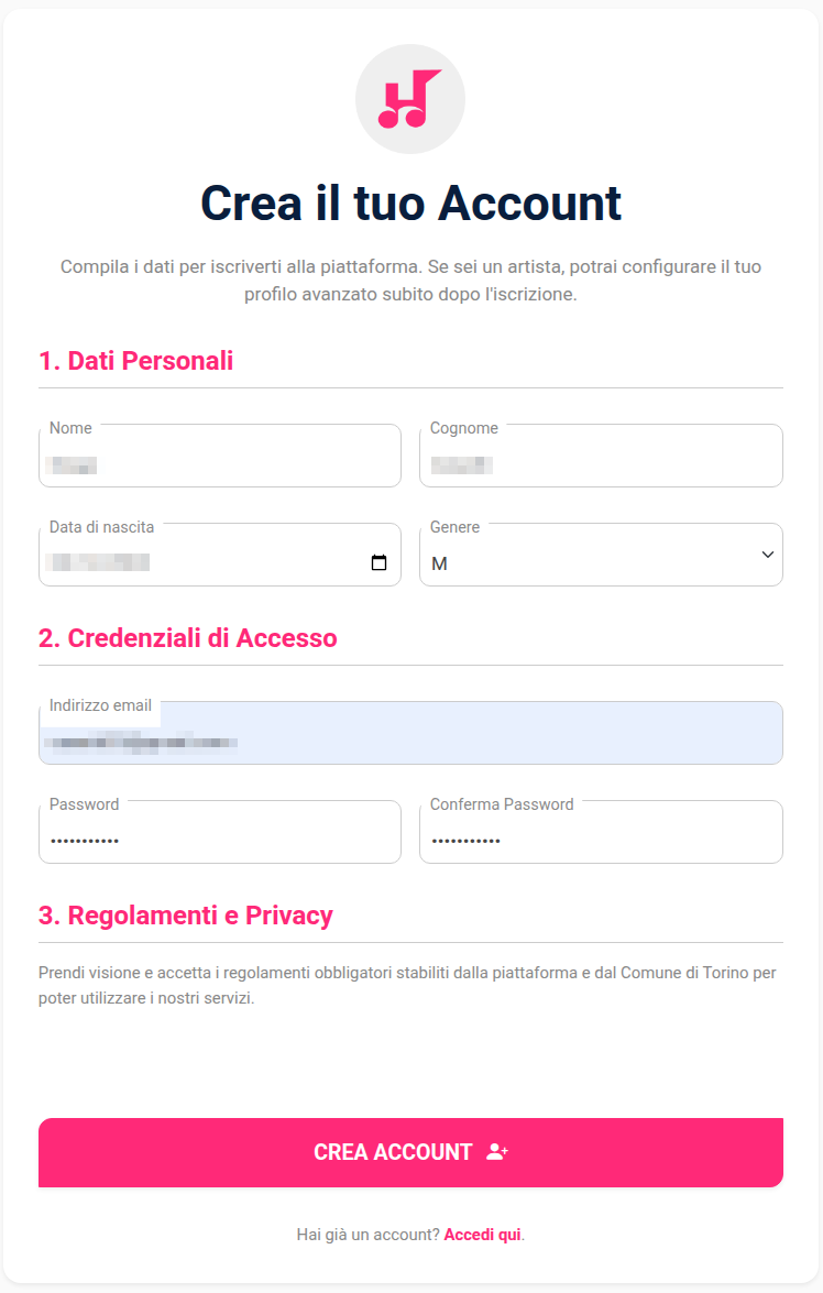 Crea Account