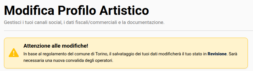 Modifica prfilo messaggio revisione