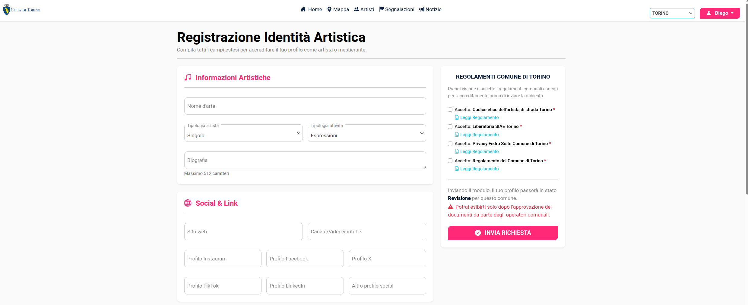 Schermata_Principale_RegistrazioneArt