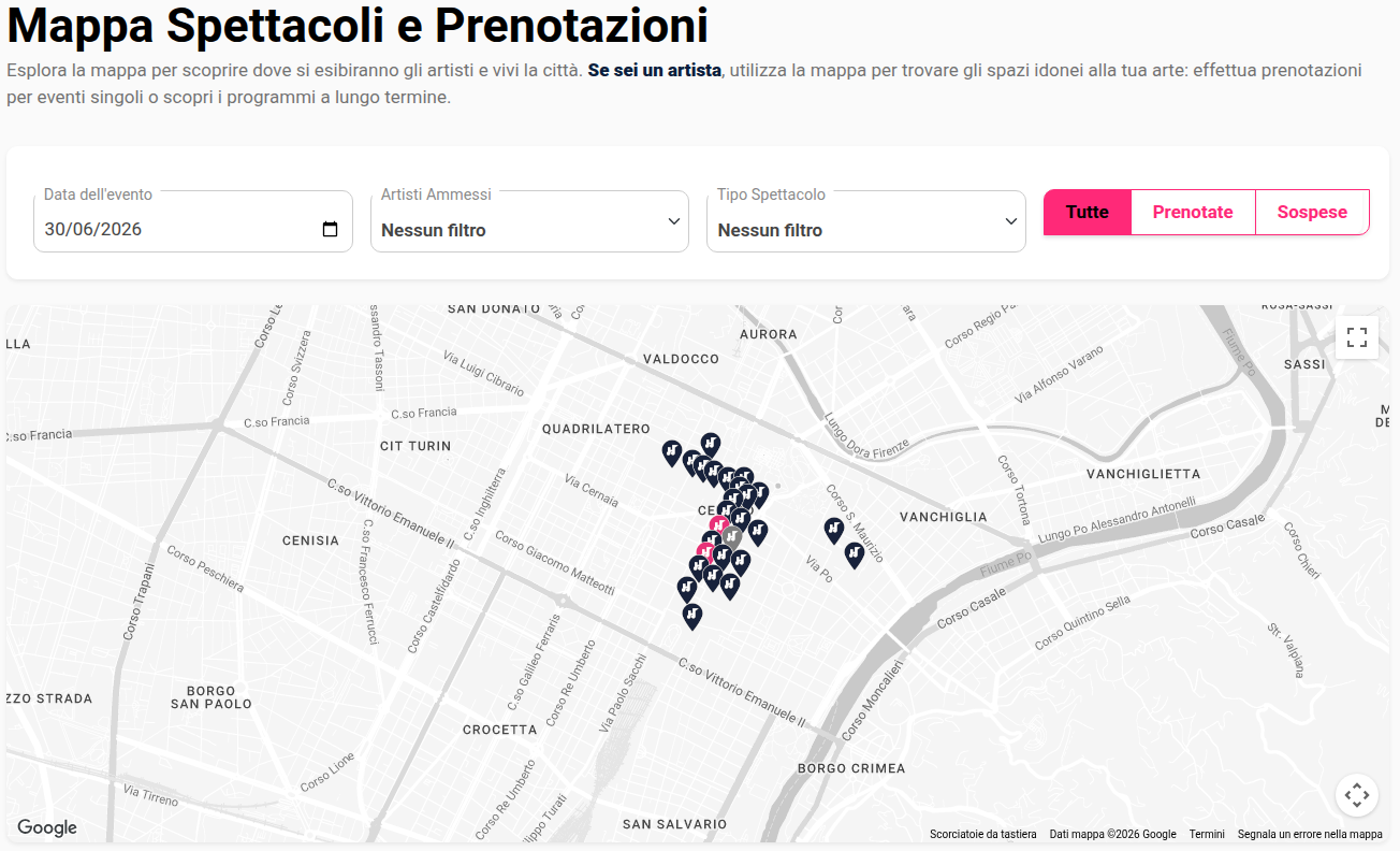 Mappa Zone di prenotazioni