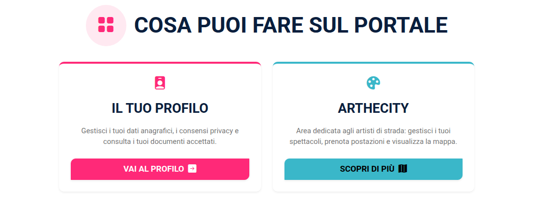 Input per le due aree personali