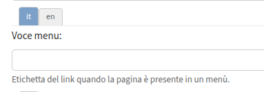 PCMS etichetta pagina nel menù