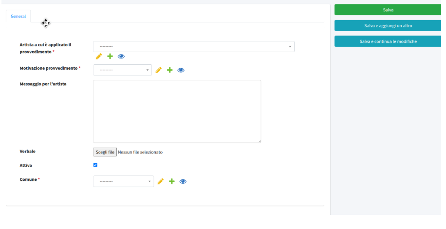 Inserimento provvedimenti