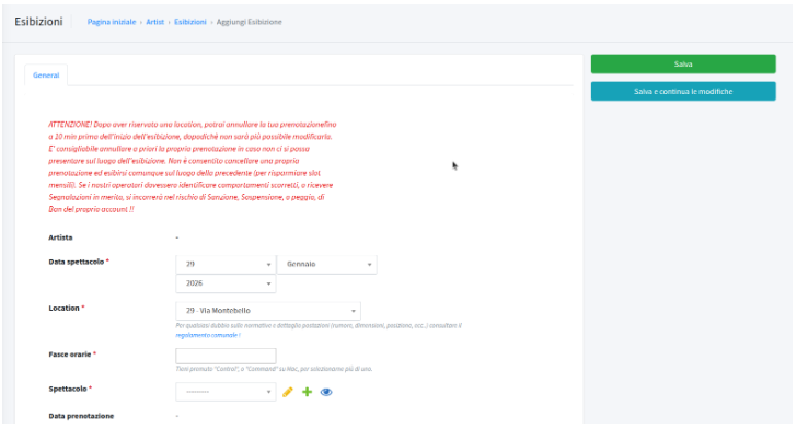 Compilazione prenotazione