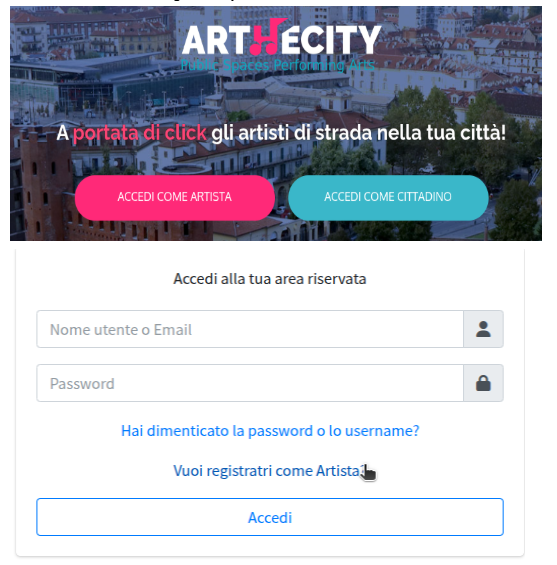 Screenshot prima pagina manuale artista