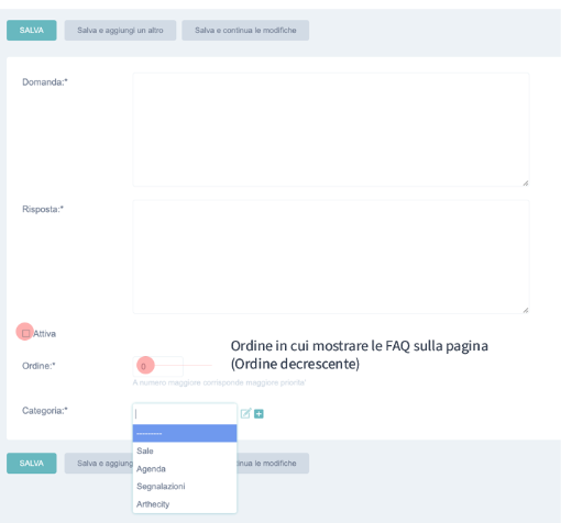 Inserimento FAQ