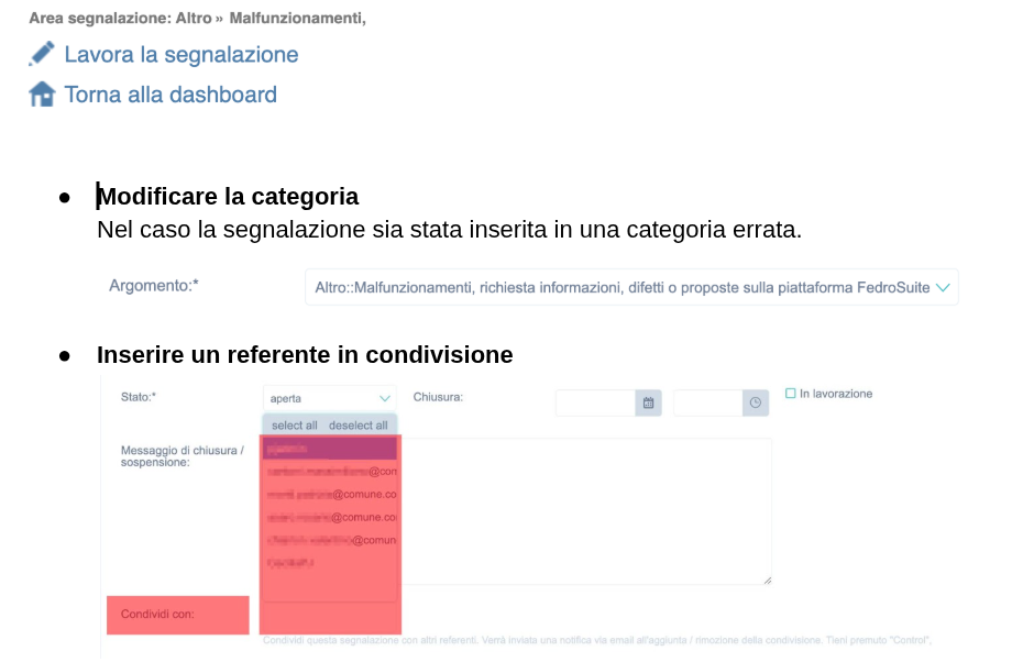 Condividere segnalazione
