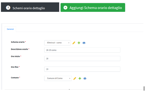 Inserimento schema orario