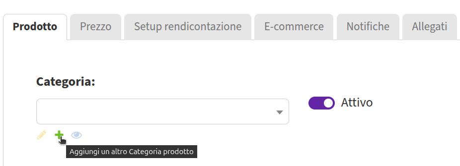 Selezione categoria prodotto