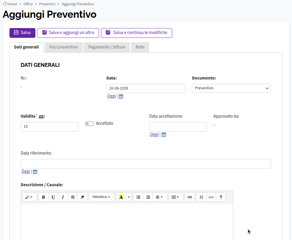 Aggiungi preventivi
