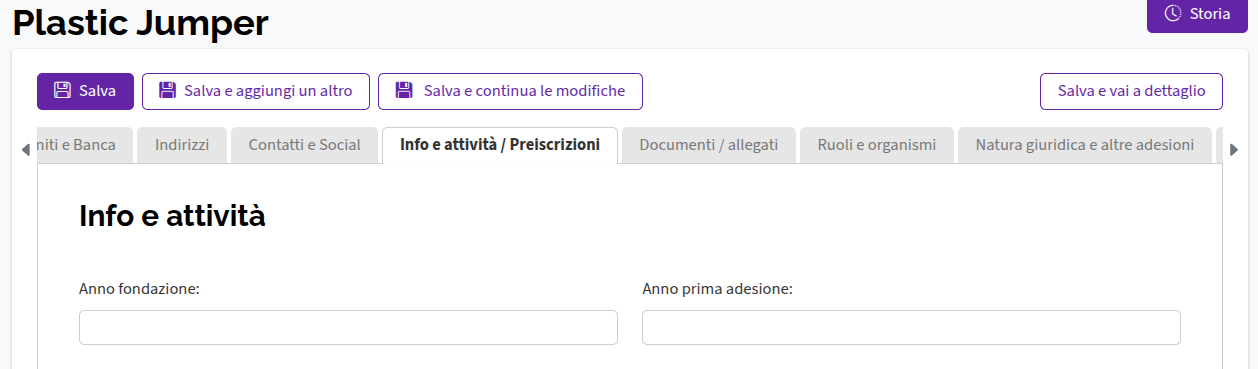 Info e attività / Preiscrizioni Anagrafica