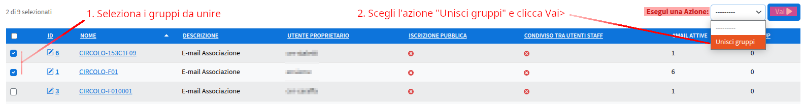 Comunicazione - Newsletter - Gruppi (unisci)