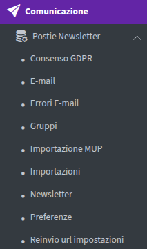 Menu laterale Postie Newsletter
