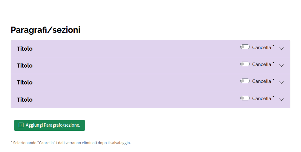 Paragrafi/sezioni