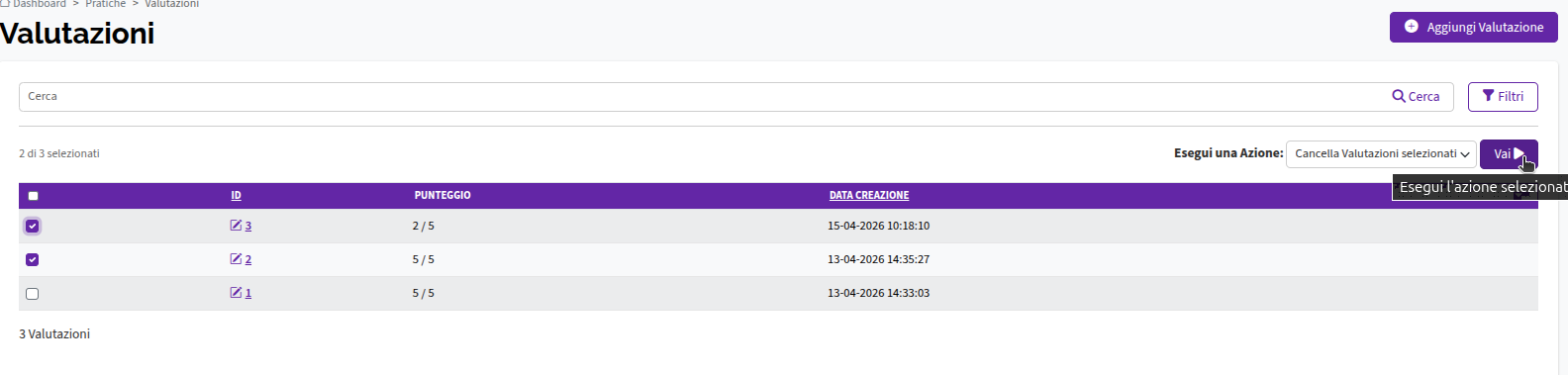 Cancellazione valutazione
