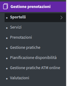 Menu laterale sportelli