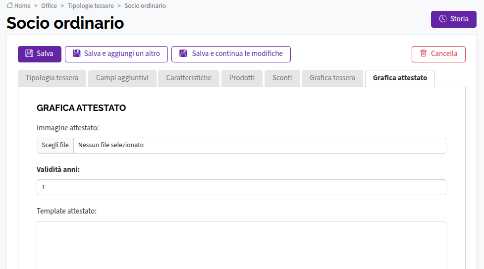Grafica Attestato Tessera
