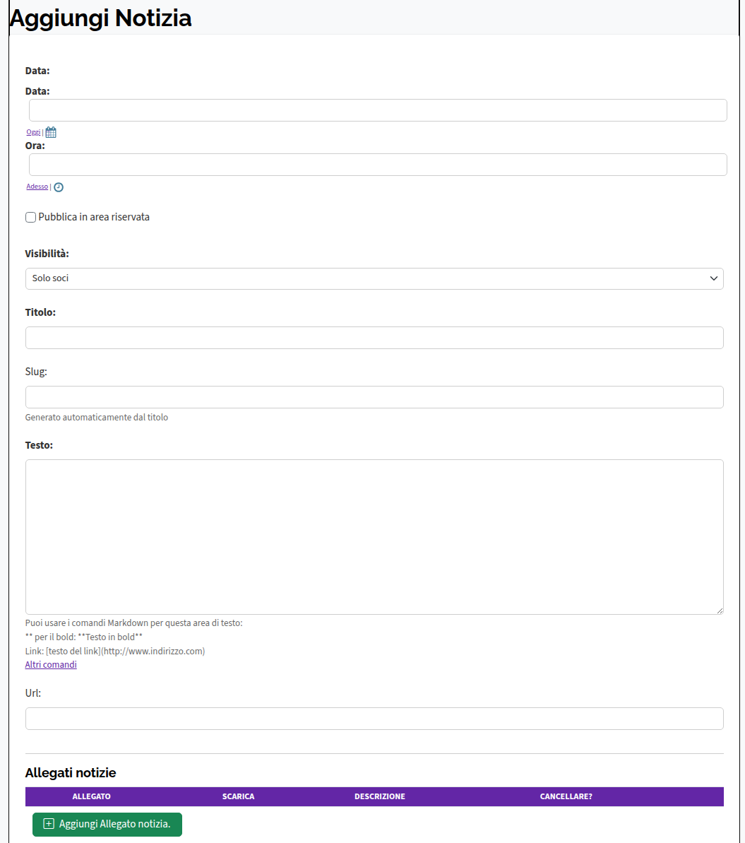 Comunicazione Aggiungi Notizia
