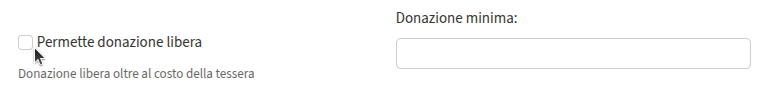 Donazione libera in tipologia tessera