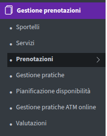 barra laterale prenotazioni