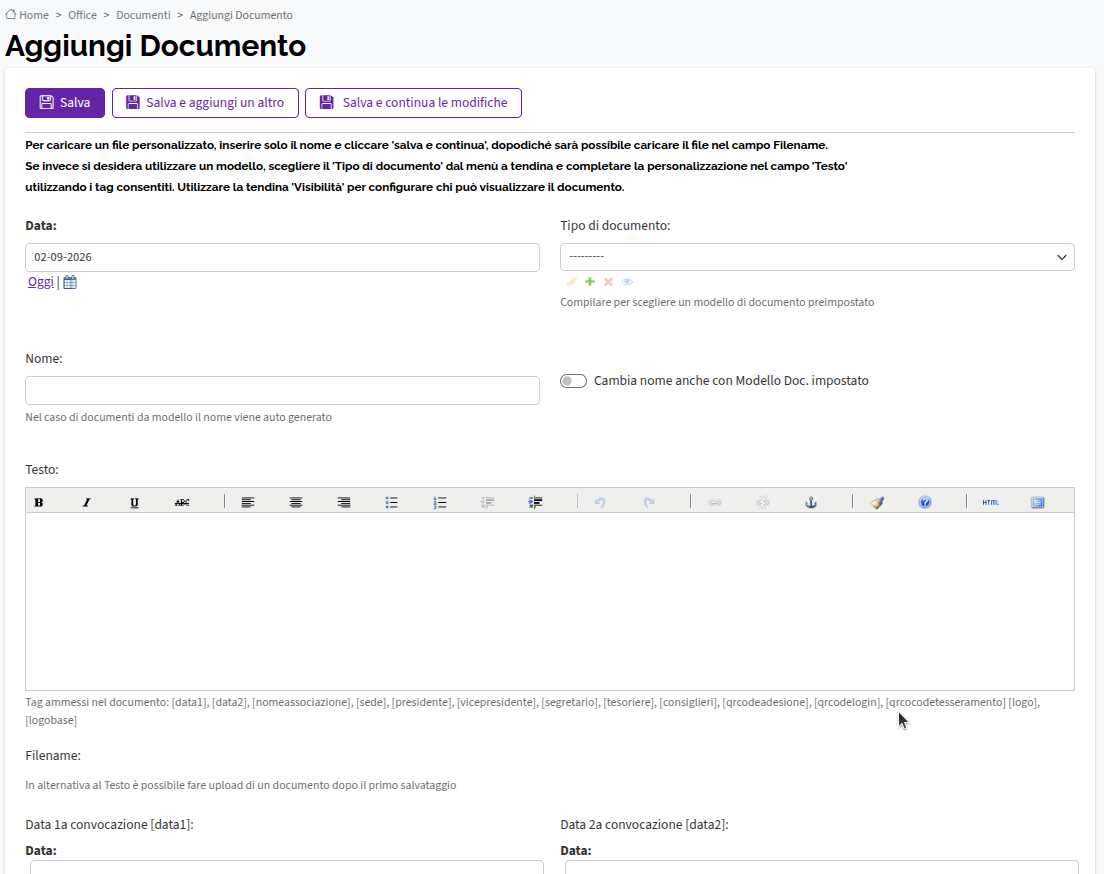 Documenti Aggiungi
