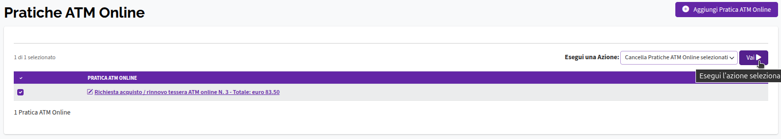 Eliminazione di massa pratiche ATM