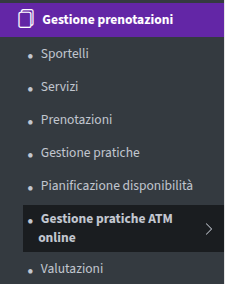 Barra laterale pratiche ATM