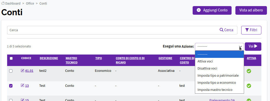 Lista Conti Azione