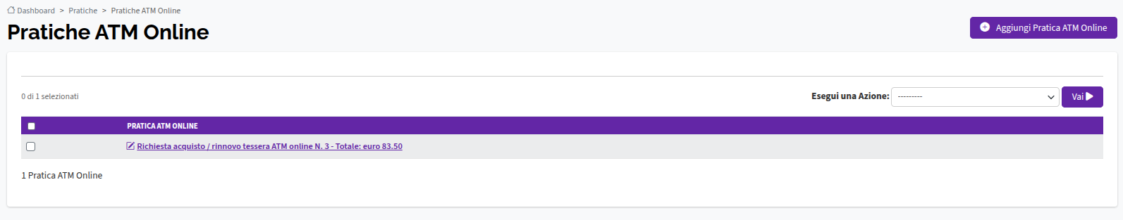Lista pratiche ATM online