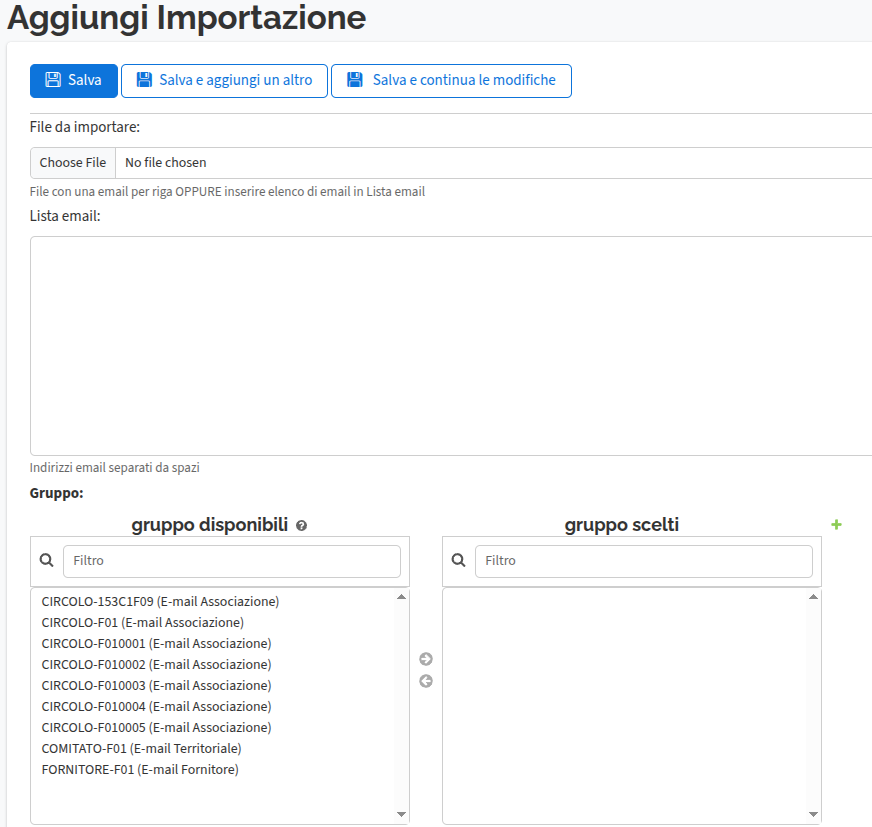 Comunicazione - Newsletter - Importazioni