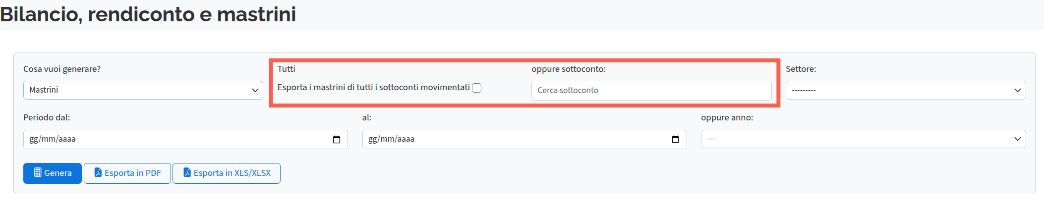 Screen per form mastrini