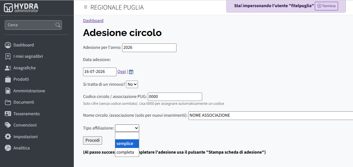 Adesione circolo pagina