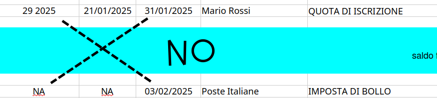 Come deve essere il file dell'importazione prima nota