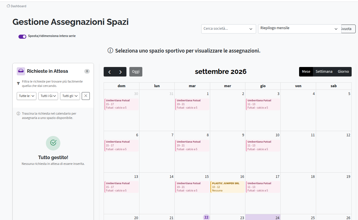gestione assegnazione spazi